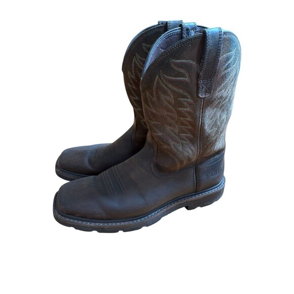 Ariat Men's Groundbreaker Wide Square Toe Work Boots Brown Size 11D No Insoles - Picture 1 of 13